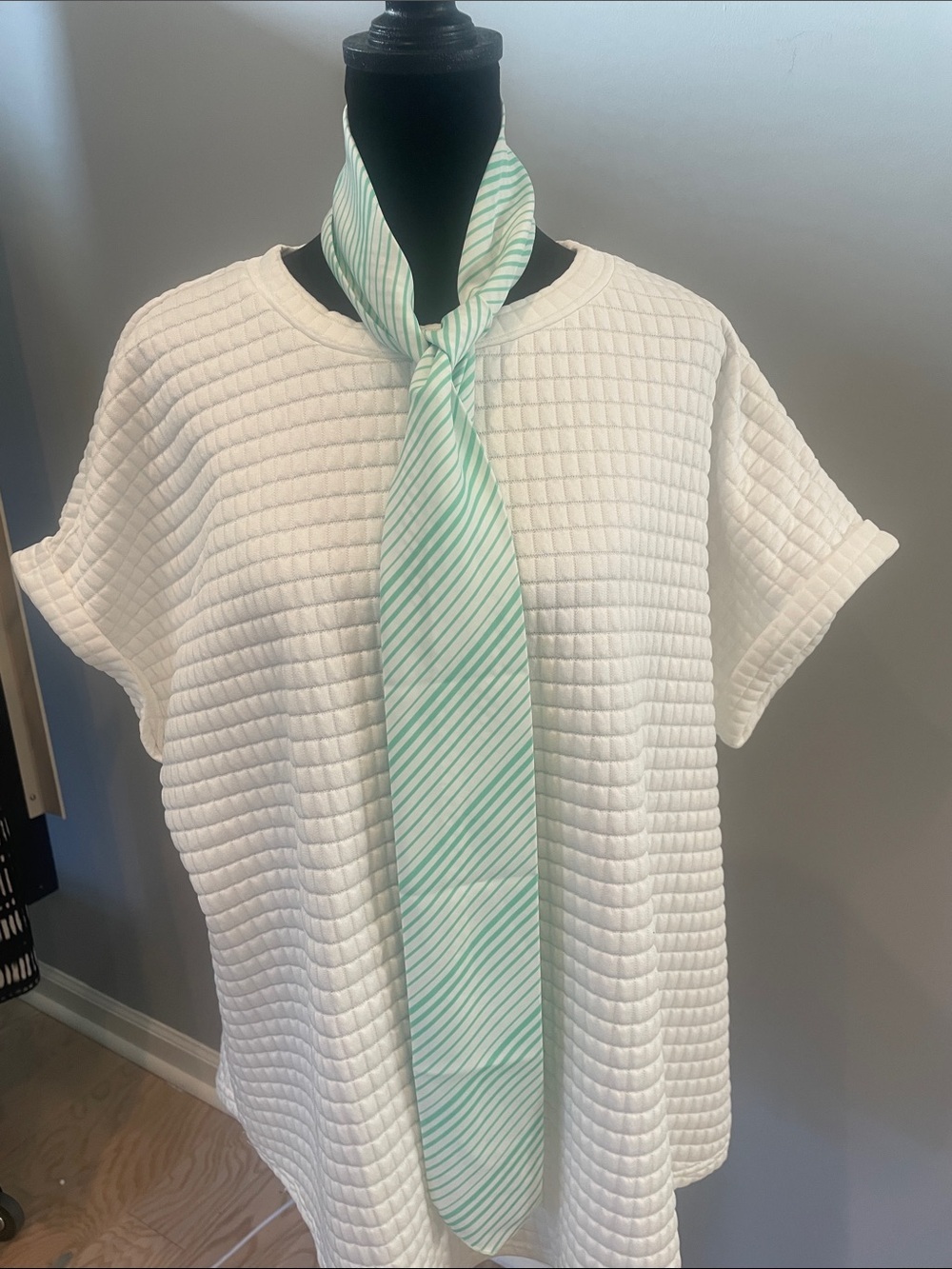 Mint Green Striped Scarf super cute - fun color